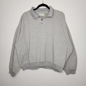 Vintage Norm Thompson XL Henley Polo Sweater Boxy Skate Grunge Sweatshirt